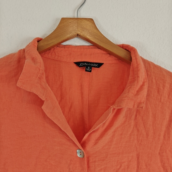 John Mark Nwot Coral Button Up 3/4 Sleeves Blouse Size Small Women's - Picture 7 of 13